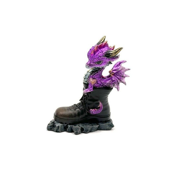 Dragon bébé dans une botte mauve