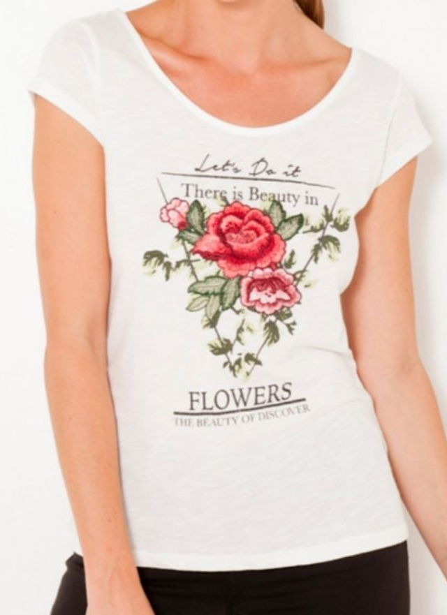 Tee-shirt brodé taille S (Camaïeu) 