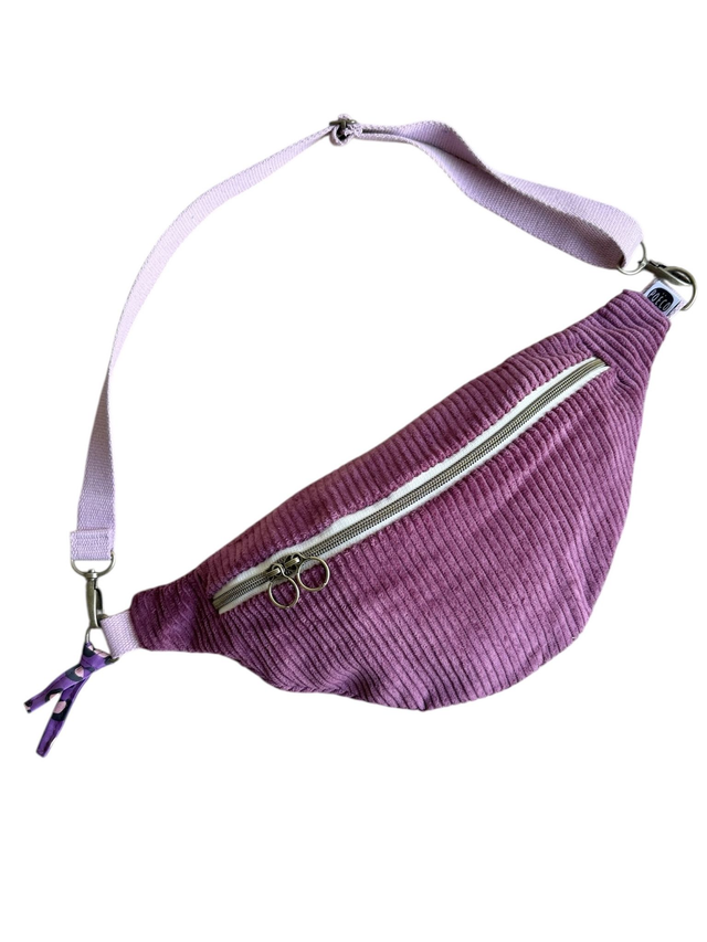 Sac Banane Uni velours côtelé PRUNE