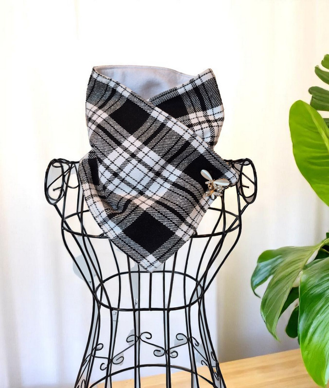 Classic Black & White Plaid Cozy Wrap 