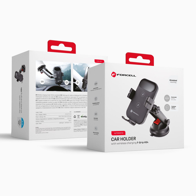 Support voiture téléphone FORCELL pour tableau de bord / pare-brise avec charge par induction 15W HS4