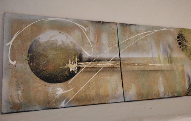 Tableau abstrait tendance vert