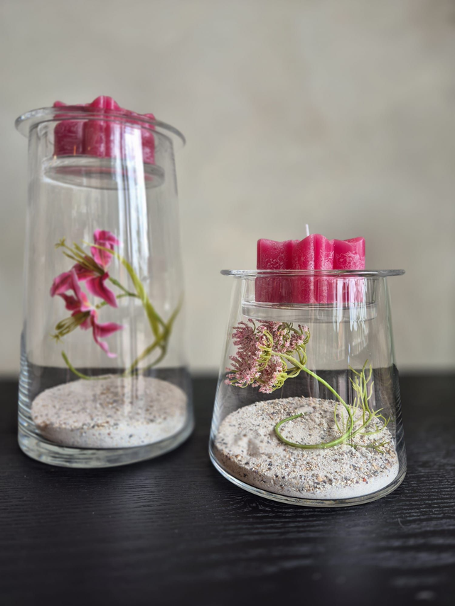 Deco glas gevuld groot - Flower