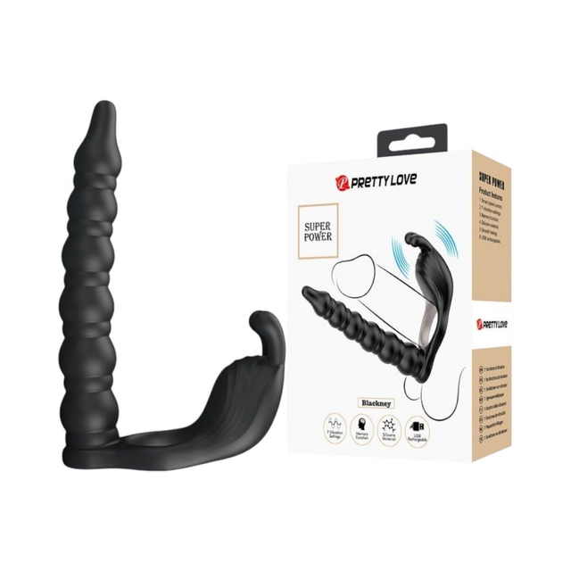 Anillo Vibrador Recargable para Doble Penetración Blackney Negro