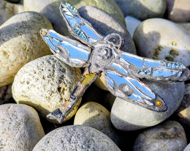 Norfolk Hawker - 'Heavy Metal' Dragonfly Brooch