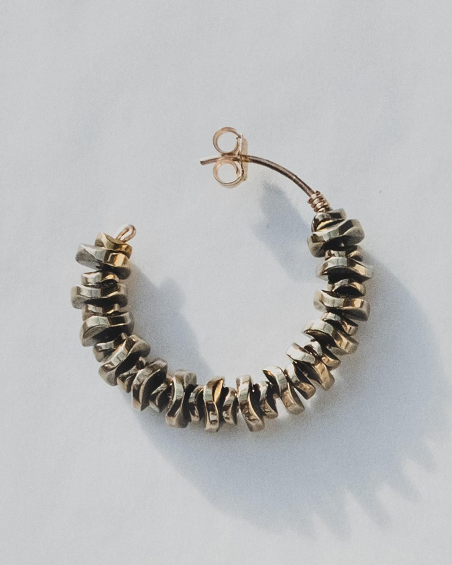 Créoles N°2 Hématites dorées &amp; Or Laminé 14k 