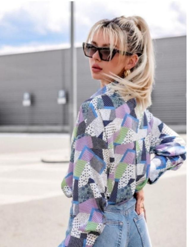 Chemise satin patchwork  