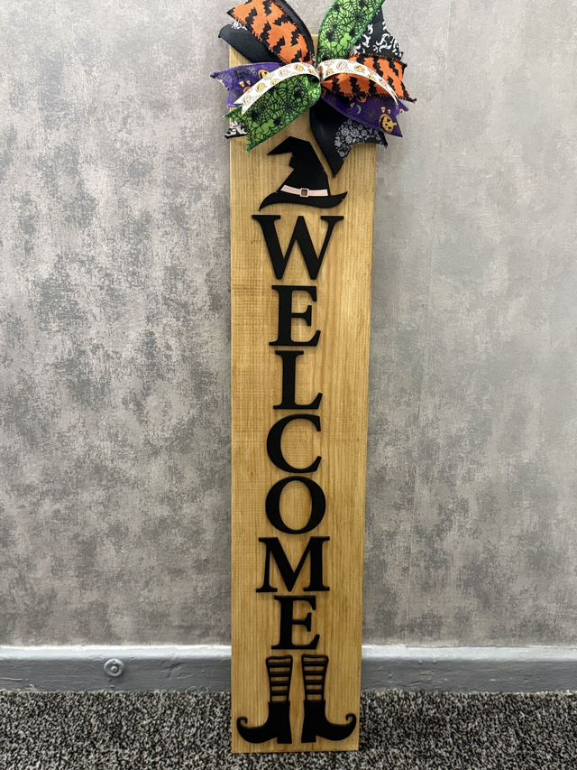 Halloween handmade wooden welcome sign 