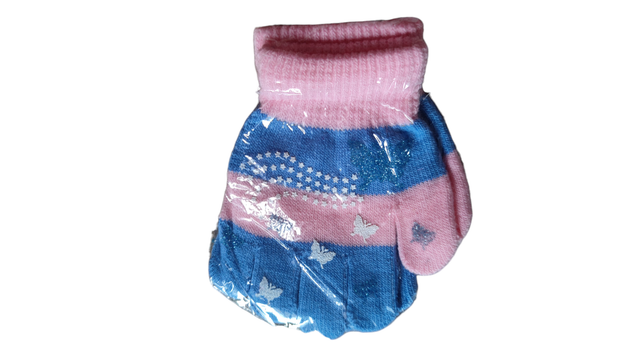 Gants bleu et rose papillon 2-4 ans