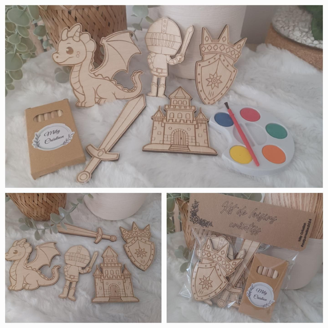 Kit Créatif en Bois – Thème Chevaliers à Personnaliser