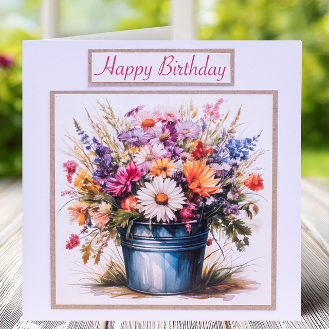 Personalised card with Wildflowers, in vibrant tones. A digital sketch from my photo.