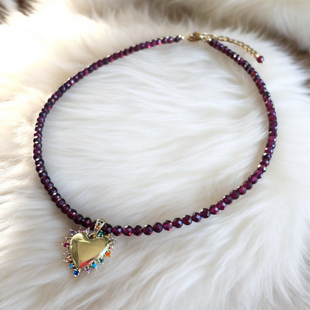 Collier cœur de Grenat