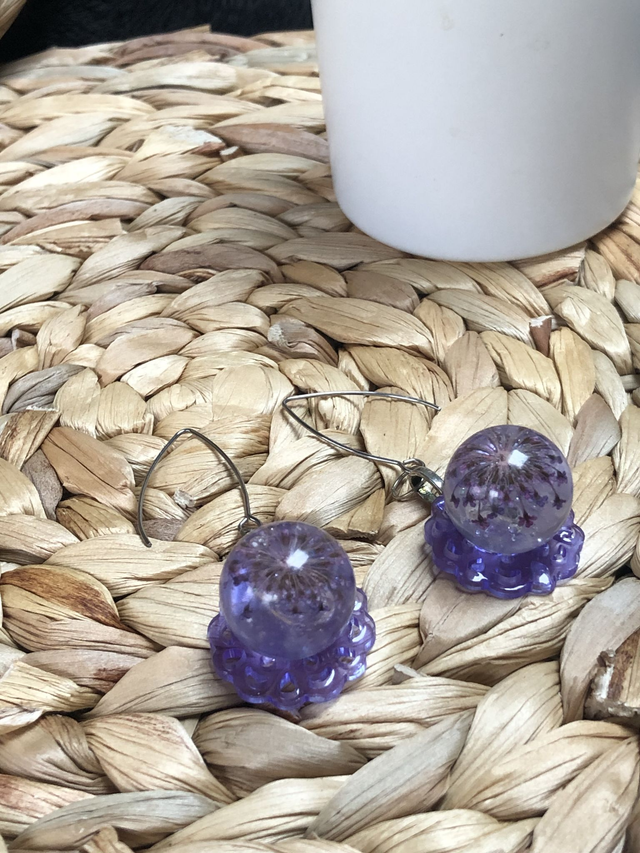 Boucles d'oreilles Oksana - violet et fleurs