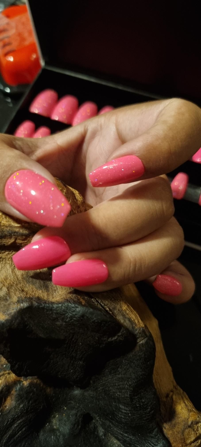 Rose fluo pailleté ballerine S