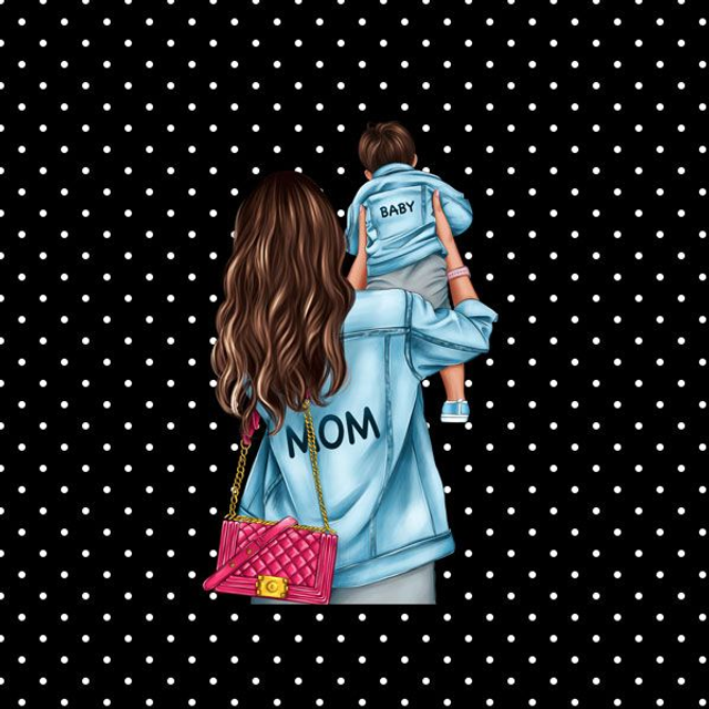 Panneau mom and kid en Polyester - 25x25cm