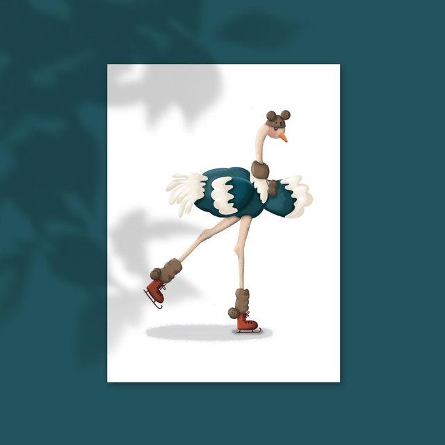 Noël - Autruche - 10 x 15 cm