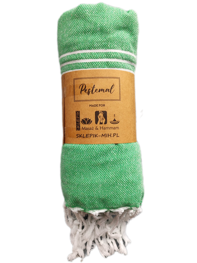 SULTAN PESHTEMAL 175x90 Turecki Ręcznik do Sauny, Hammamu, na Plażę ZIELONY