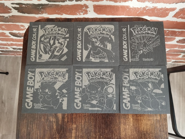 Sous-verre ardoise Pokemon Artisanat Gift Apéro GameBoy Retro-gaming