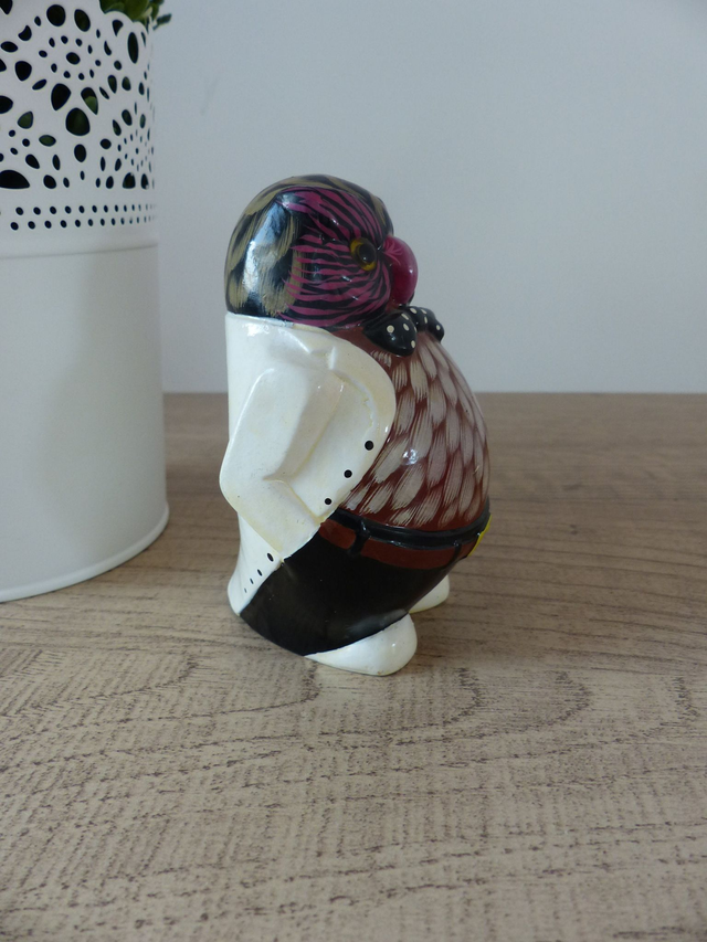Statuette hibou dodu en céramique – Monsieur Hibou chic en smocking avec nœud papillon, décoration vintage amusante, idée cadeau professeur