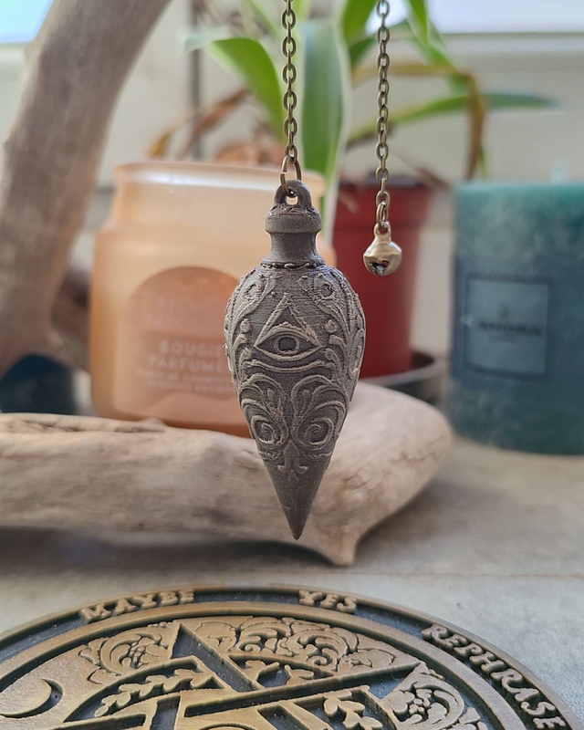 Pendule de Radiesthésie Artisanal - Fibre Végétale &amp; Peint Main