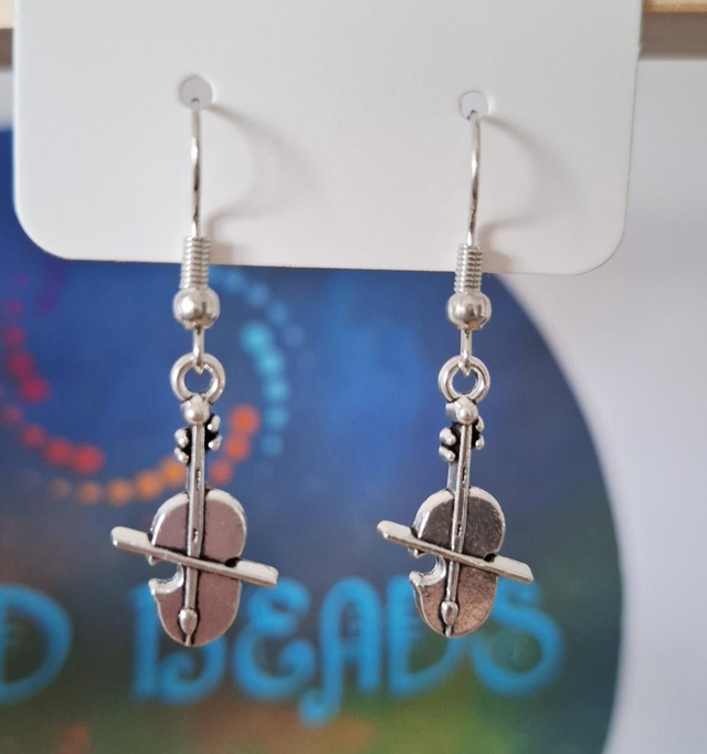 Cello violin music themed drop earrings 