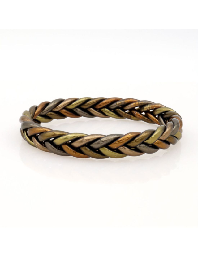 Jonc tibétain tressé multicolore marron