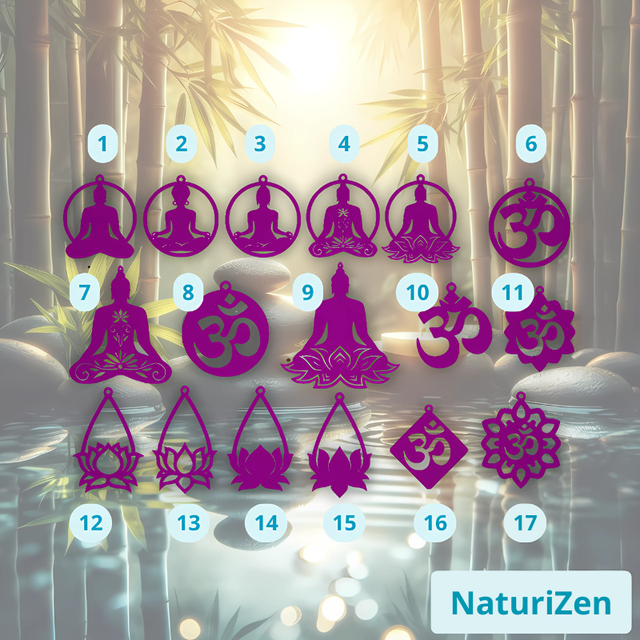 Pendentifs en Bois de Style Fleur de Lotus, Méditation et OM  🌺🧘‍♀️✨