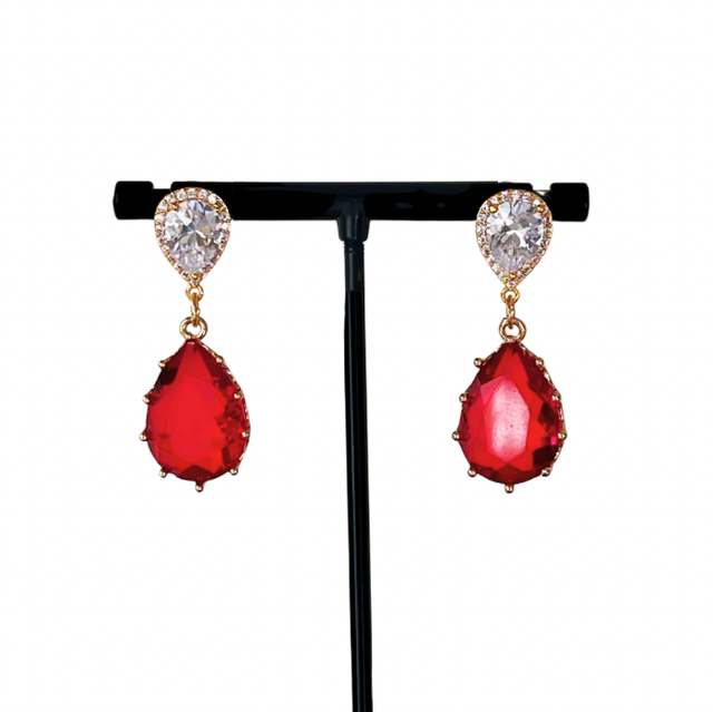 Red teardrop earrings