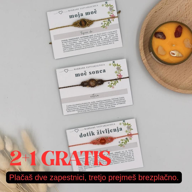 Komplet 3 zapestnic MOJ IZVOR (2+1 gratis) - PO NAROČILU 