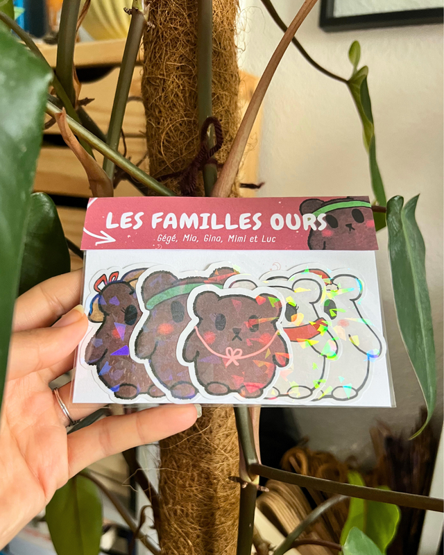 Les familles ours | Lot de 5 stickers créatures waterproof