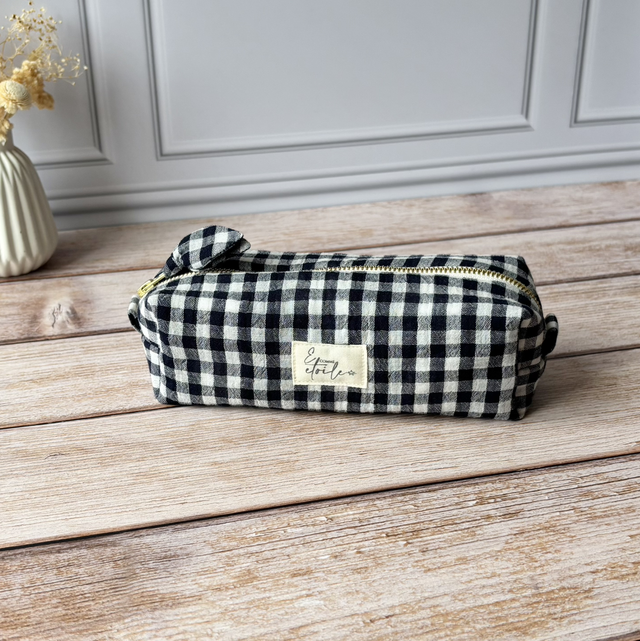 Trousse d’école vichy bleu