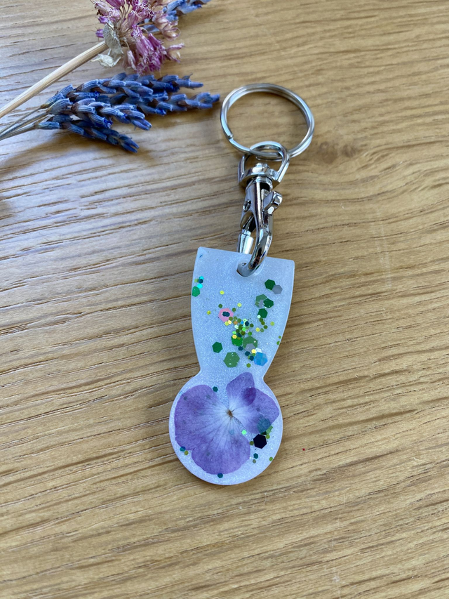 Porte clé jeton de caddie - hortensia