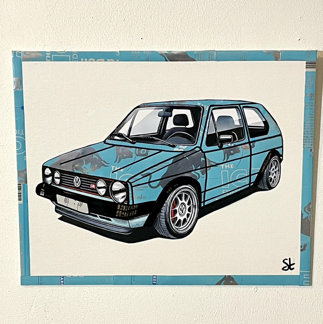 Tableau Golf GTI réalisé avec des canettes recyclées 