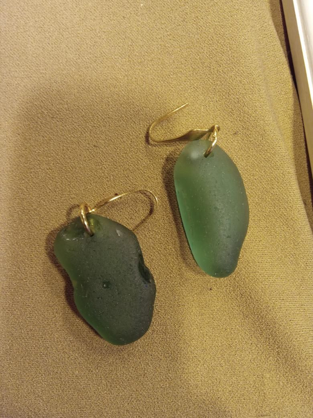 Orecchini Sea Glass verde bottiglia