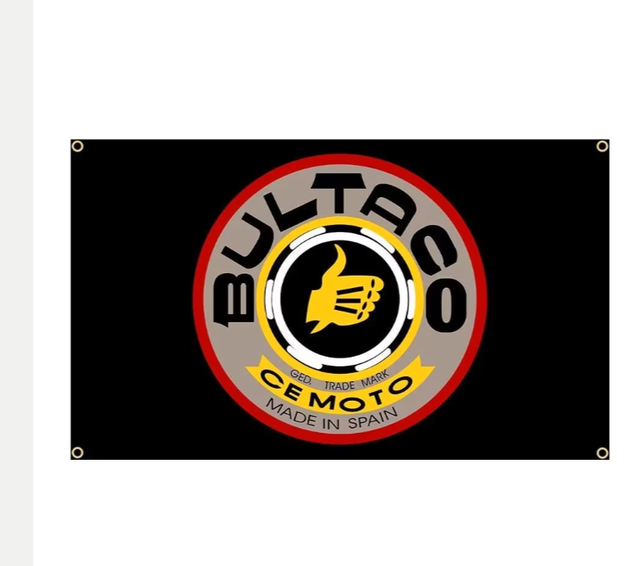 Grote vlaggen Bultaco Cemoto (150x90cm) Nieuw.