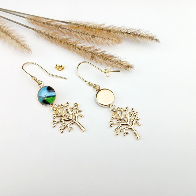 Boucles d'oreilles "Arbres de Vie" en émail et Plaqué Or