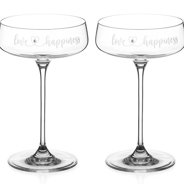 Love &amp; Happiness Champagne Cocktail Saucers Adorned
