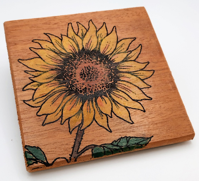 Wooden Coaster - Sunflower