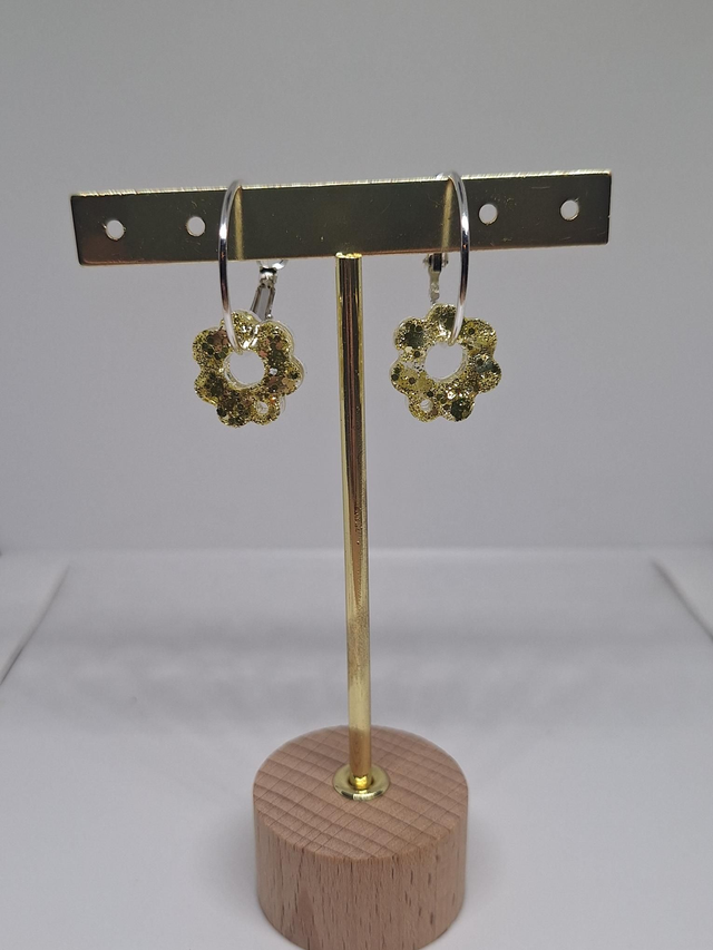 Boucles anneau fleur petit modèle- Collection Champagne