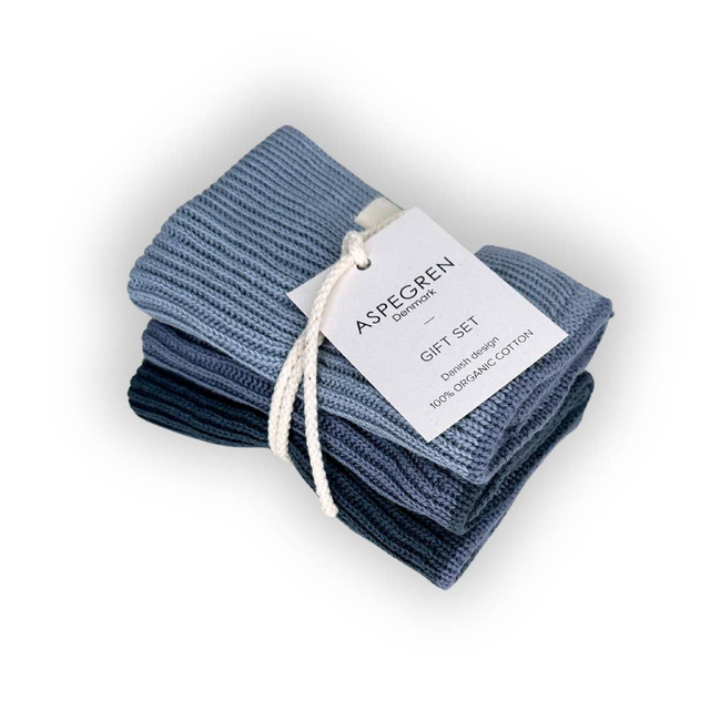 Pack 3 paños cocina azul