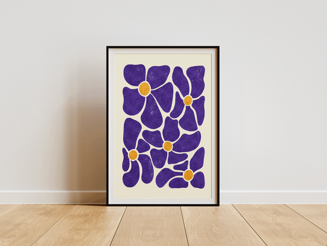 Blue And Yellow Flowers Print