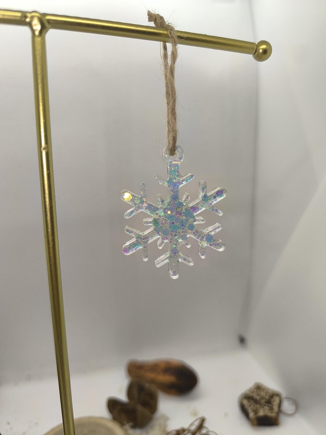 Décoration flocon sapin noel paillettes holographique 