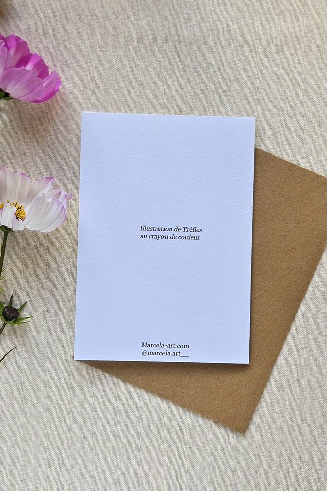 Carte au crayon de couleur - Trèfles a quatre feuilles