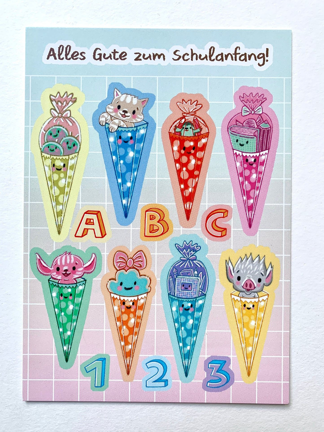 Böhm & Böhm - Postkarte "Schultüten" / Postcard "School Cones"