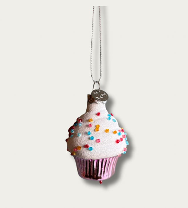 Glass Cupcake Ornament 