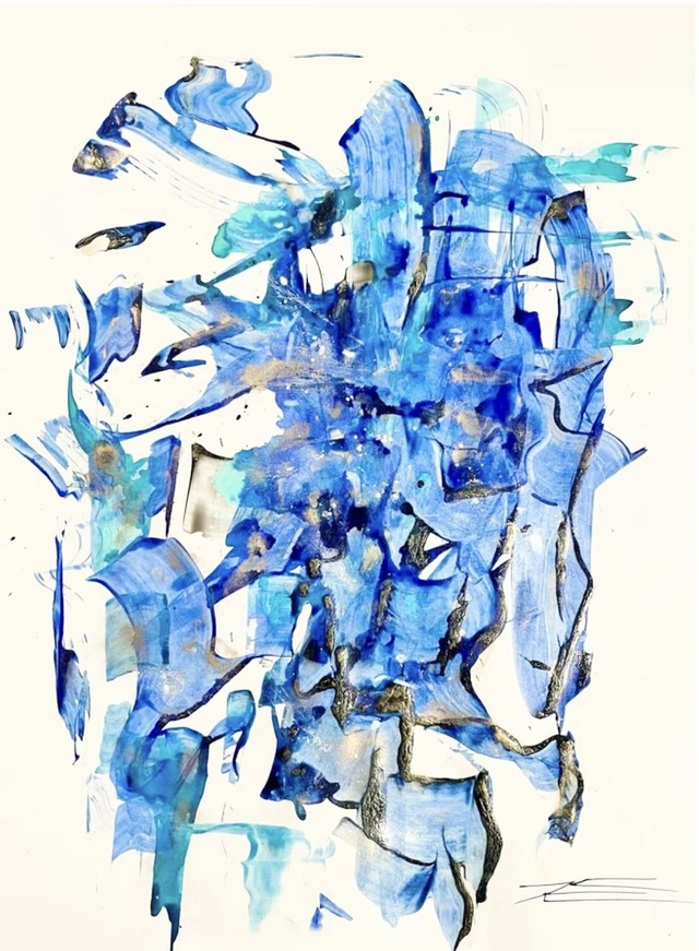 Oeuvre sur papier - Blue Life - 50x65cm