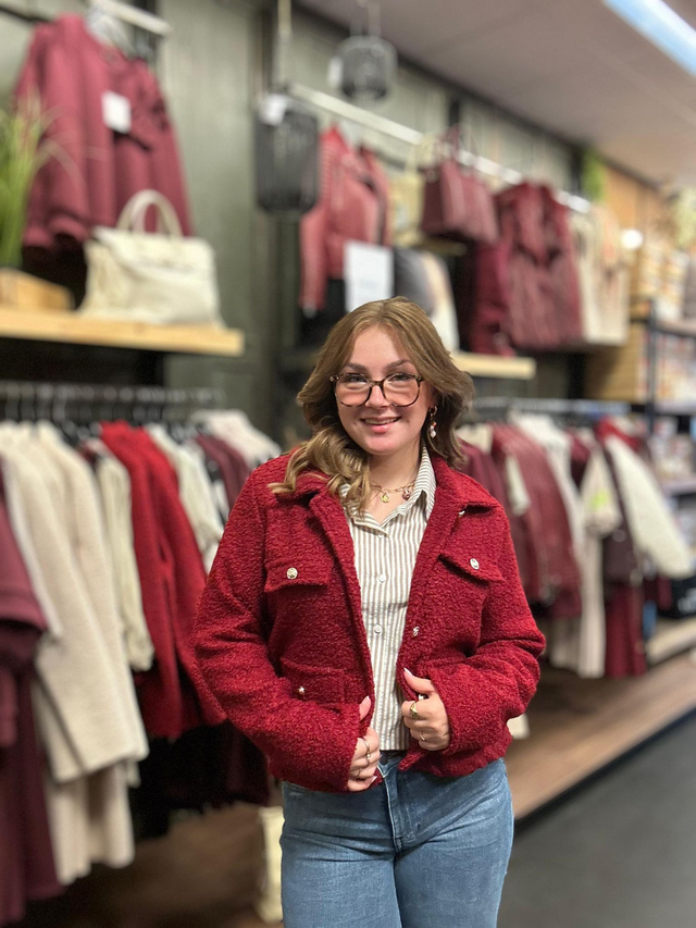 Jasje Iris bouclé bordeaux