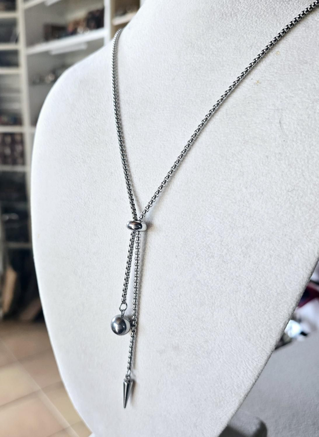 Collier "Raven" en acier inoxydable argenté hauteur réglable