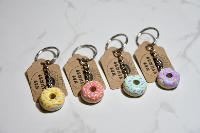 Handmade Clay Doughnut Keyrings