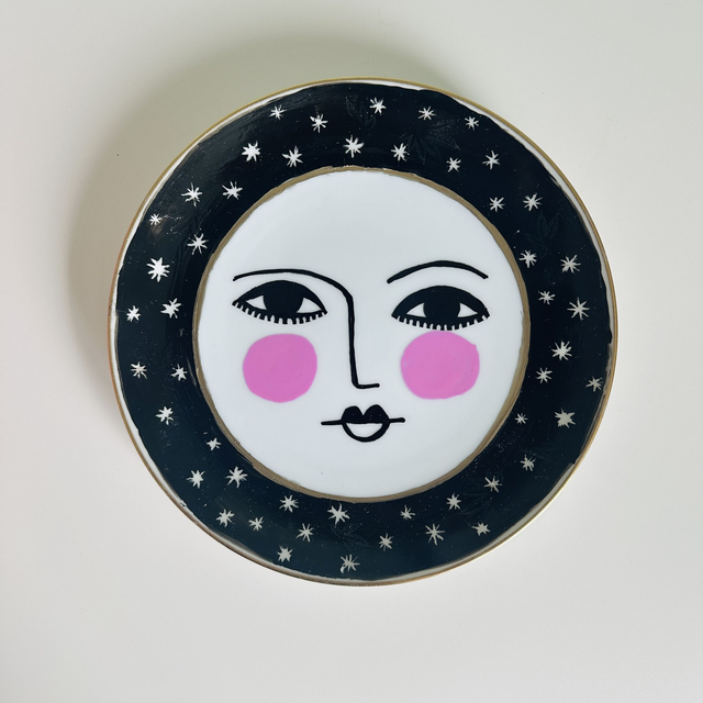  Moon Lady Face- handpainted plate